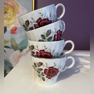 Woods England Anniversary Rose Princess Rose Teacups set of 4